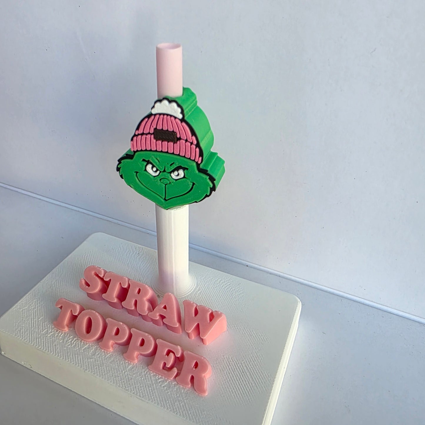 Christmas Mean Green Guy Hat 3D Printed Straw Topper