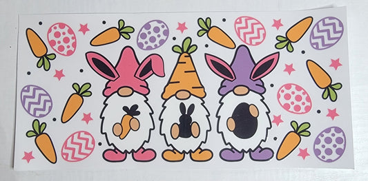 Easter Gnomes With Carrots and Flowers - 16 oz Libby UV DTF Wrap RTS