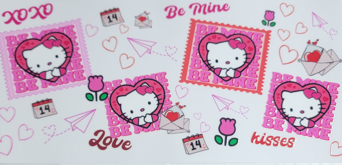 Valentines Love Kitty Stamps - 16 oz Libby UV DTF Wrap RTS