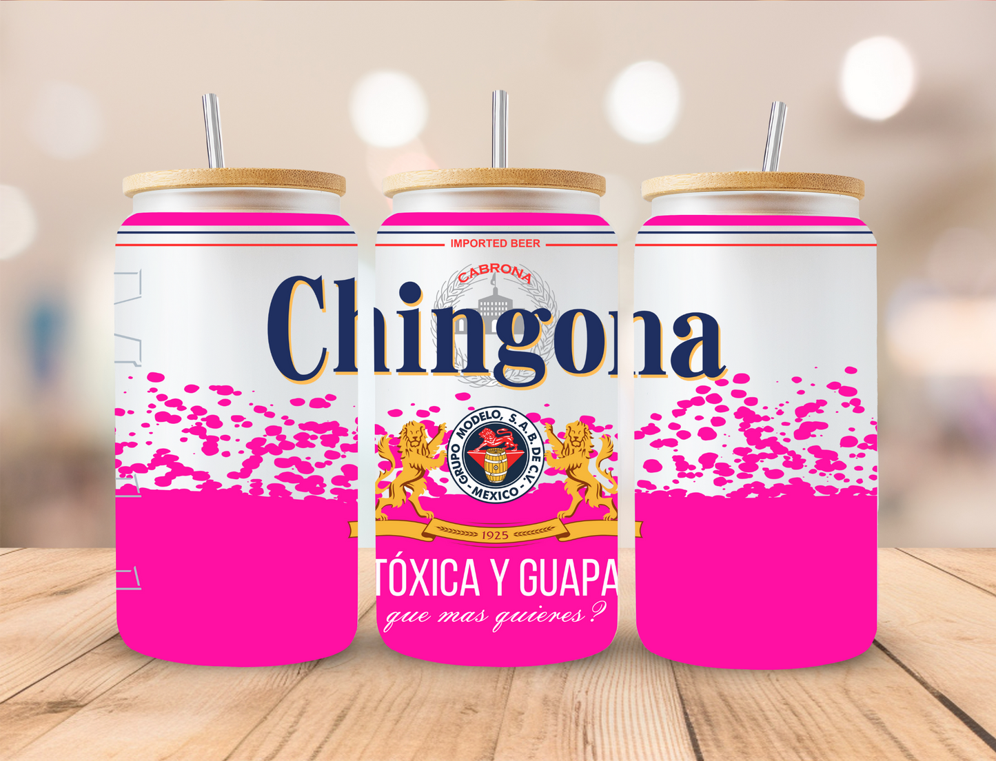 Pink Chingona - 16oz/20oz Libby UV DTF Wrap