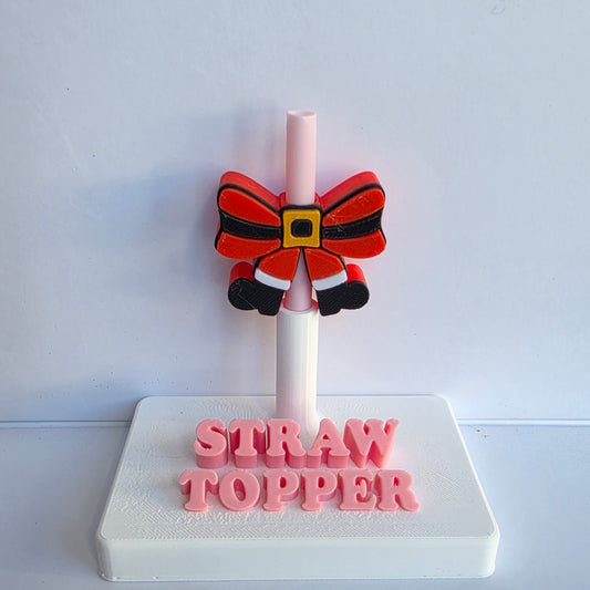 Christmas Santa Belt Bow 3D Printed Straw Topper