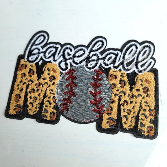 Baseball Mom Leopard Chenile  Patch