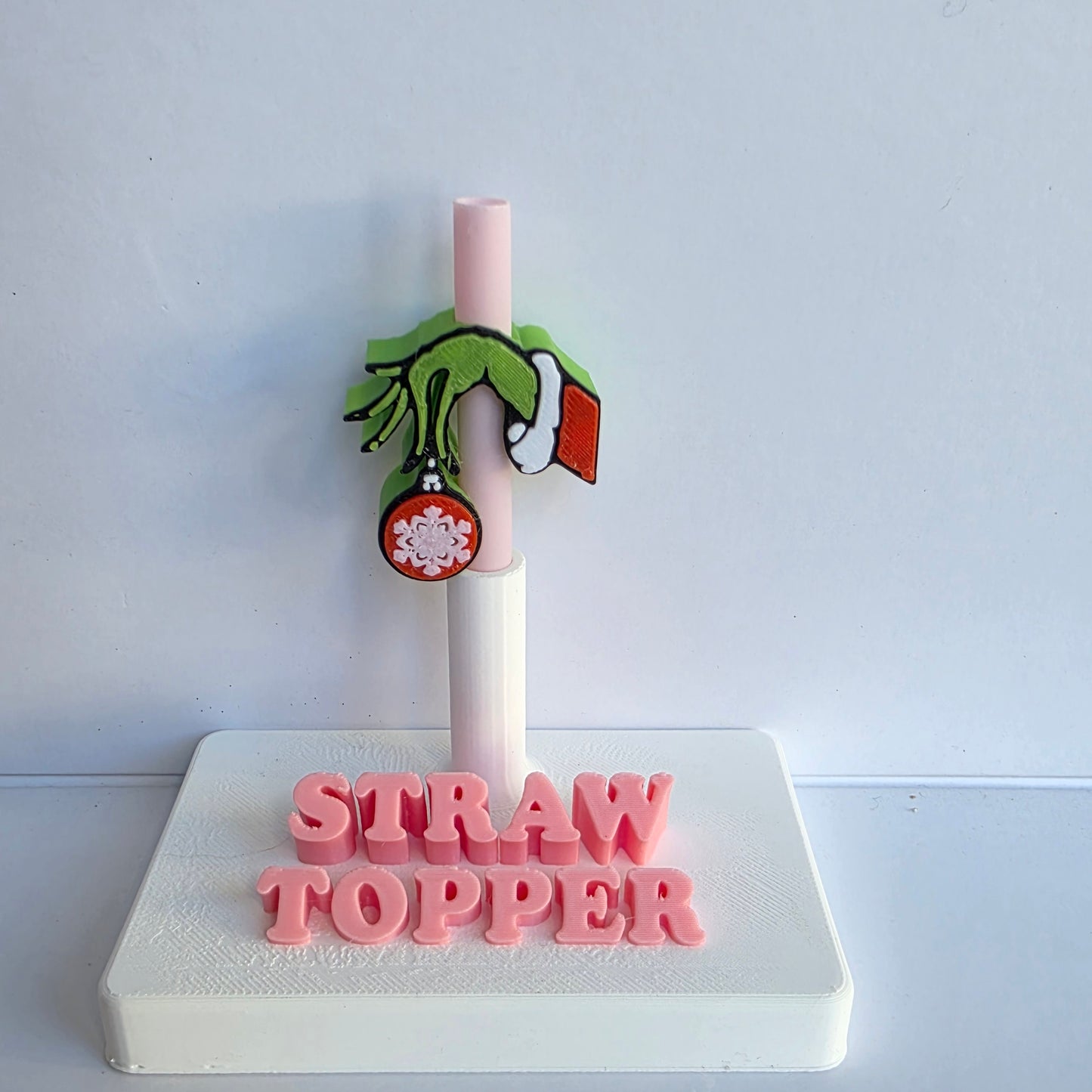 Christmas Mean Green Ornament my Hand 3D Printed Straw Topper