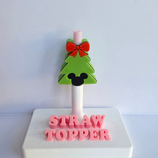 Christmas Green Mouse Tree 3D Printed Straw Topper