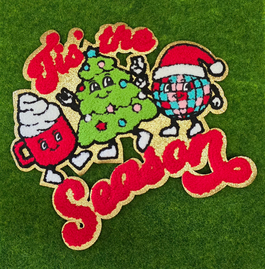 Tis The Season Retro Christmas Chenile Patch