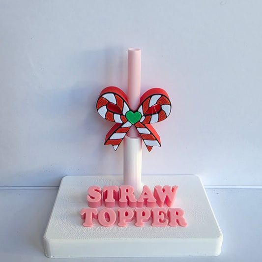 Christmas Red Double Candy Cane 3D Printed Straw Topper
