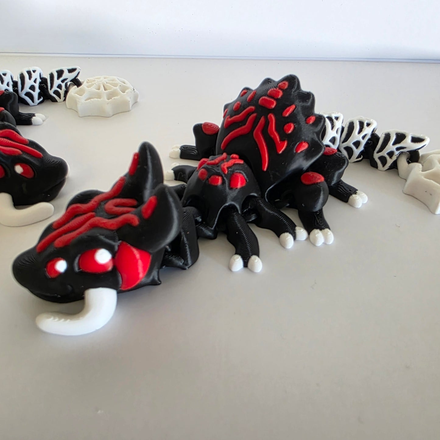 Articulated Flexi Christmas Black and Red Spider Dragon Poseable 3D Printed Toy