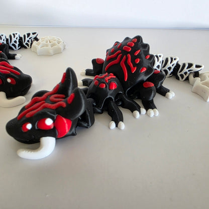 Articulated Flexi Christmas Black and Red Spider Dragon Poseable 3D Printed Toy