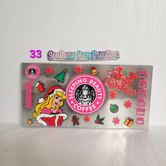 Christmas Pin Needle Princess - 16 oz Libby UV DTF RTS