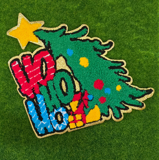 Ho Ho Ho Bent Tree Christmas Chenile Patch