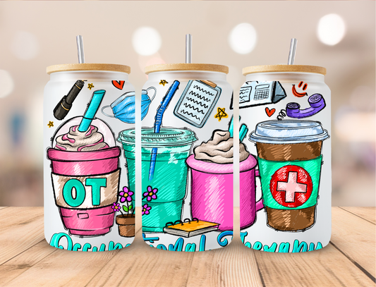 Medical Coffee OT Occupational Therapy - 16 oz Libby UV DTF Wrap