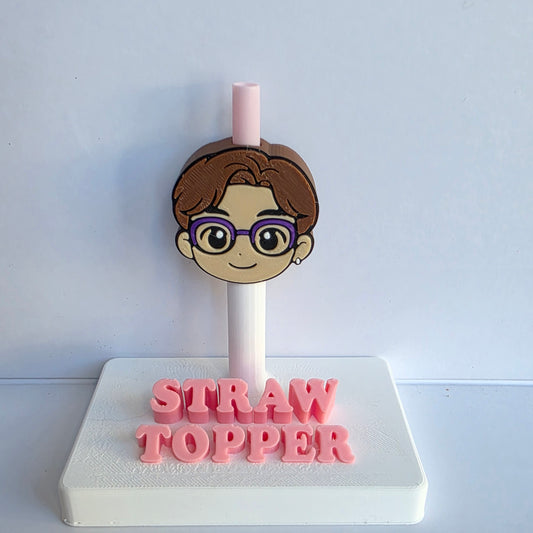 Saja Boy With Glasses 3D Printed Straw Topper