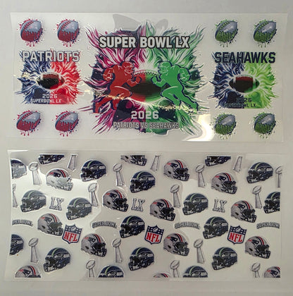 Superbowl 2026 8 Options!! - 16 oz / 20 oz Libby UV DTF