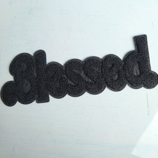 All Black BLESSED Chenile Patch