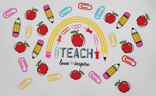 School Teach Love Inspire - 24 oz cold cup Wrap RTS