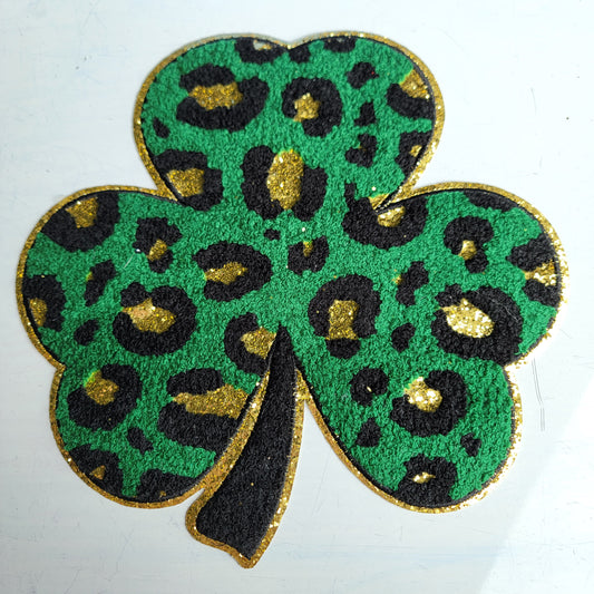 Leopatd Shamrock Chenile Patch