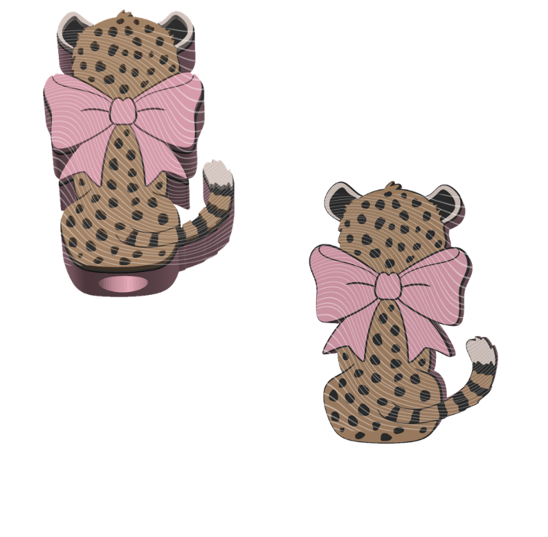Cheetah Pink Bow - 3D Printed Straw Topper