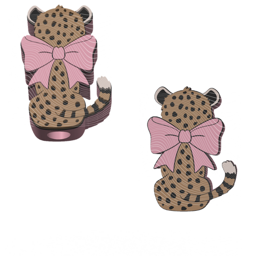 Cheetah Pink Bow - 3D Printed Straw Topper