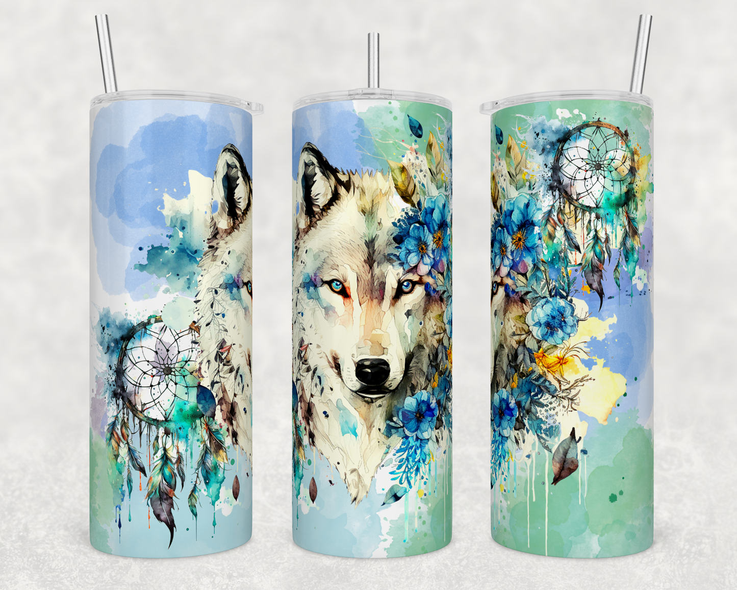 Watercolor Wolf - Sublimation 20 oz tumbler