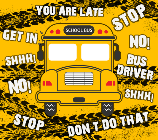 School Bus - Yellow W/ Tire Tracks - 20 Oz Sublimation Transfer