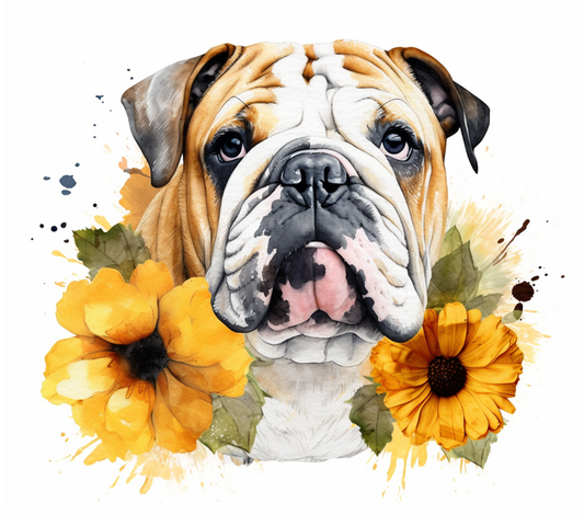 English Bulldog Watercolor - 20 Oz Printed Sublimation Transfer