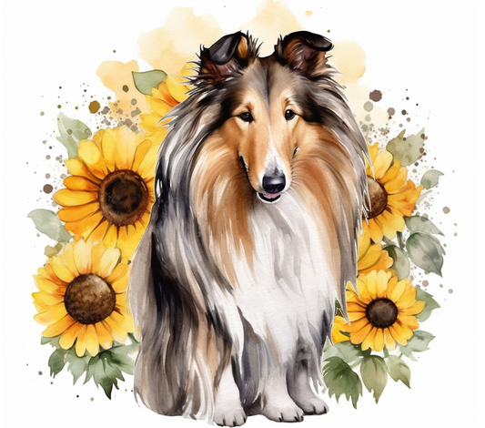 Rough Collie Watercolor - 20 Oz Printed Sublimation Transfer