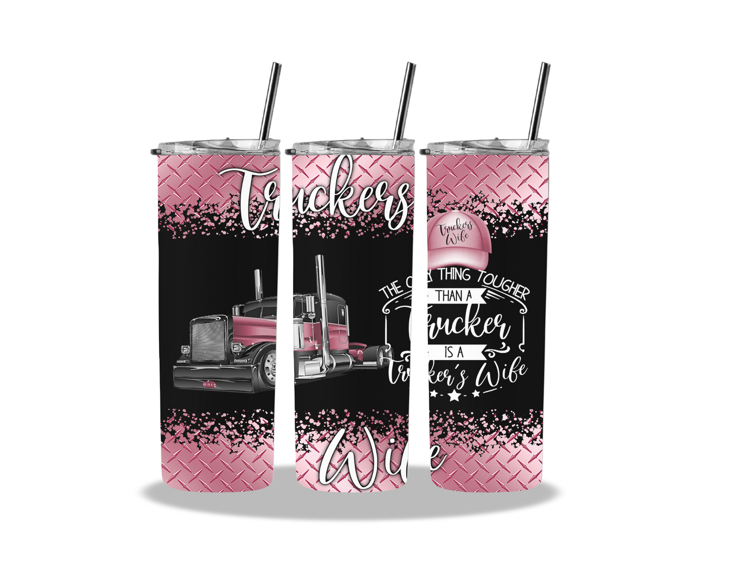 Light Pink Truckers Wife - Sublimation 20 oz tumbler