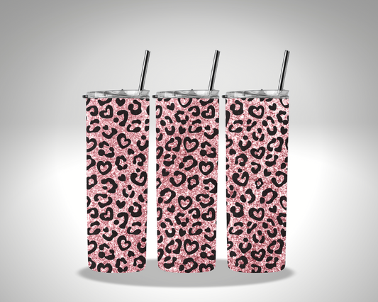 Valentines Pink Leopard Sublimation 20 oz tumbler