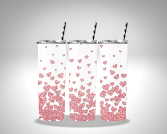 Valentines Red All-over Hearts Sublimation 20 oz tumbler