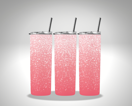 Valentines Pink Splatter Sublimation 20 oz tumbler