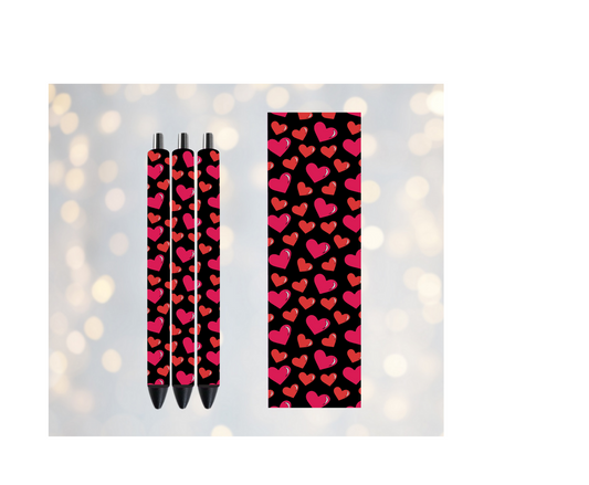 Valentines Red All-over Hearts  - Permanent Vinyl Pen Wrap