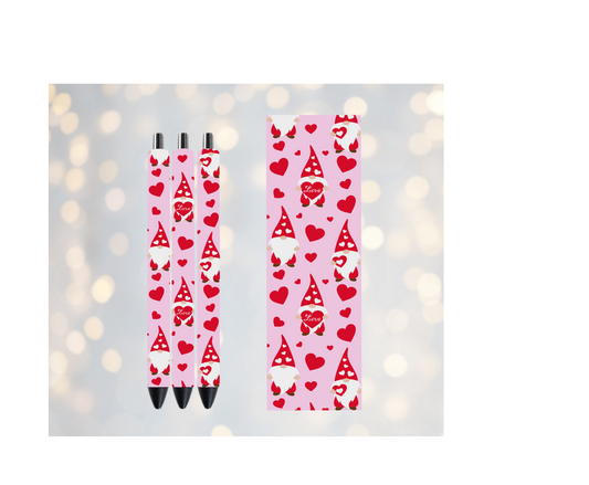 Valentines Red And Pink Gnomes  - Permanent Vinyl Pen Wrap
