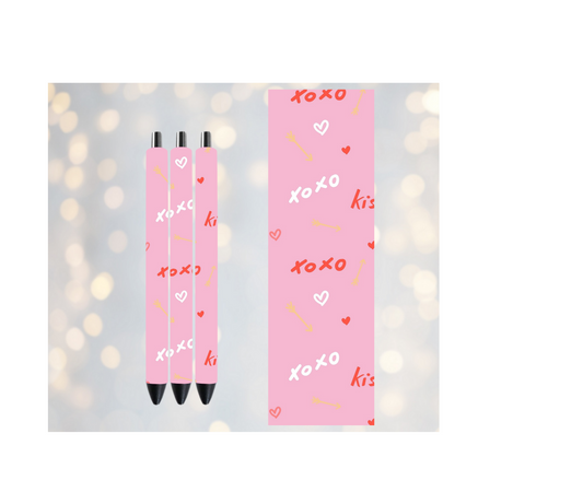 Valentines Pink XOXO  - Permanent Vinyl Pen Wrap