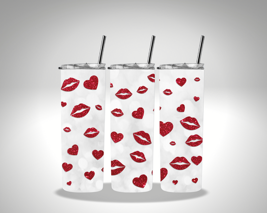 Valentines Big Red Lips Sublimation 20 oz tumbler
