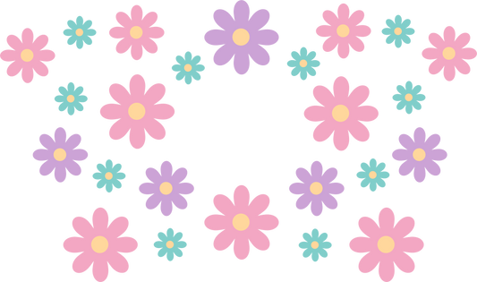 Easter Pastel Daisies Flowers HOLE - 24 Oz cold cup UV DTF Wrap
