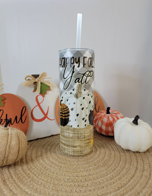 Happy Fall Yall 20 OZ Sublimation Tumbler