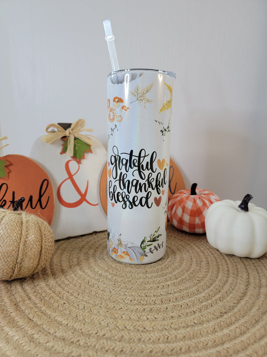 Fall Grateful Thankful Blessed 20 OZ Sublimation Tumbler