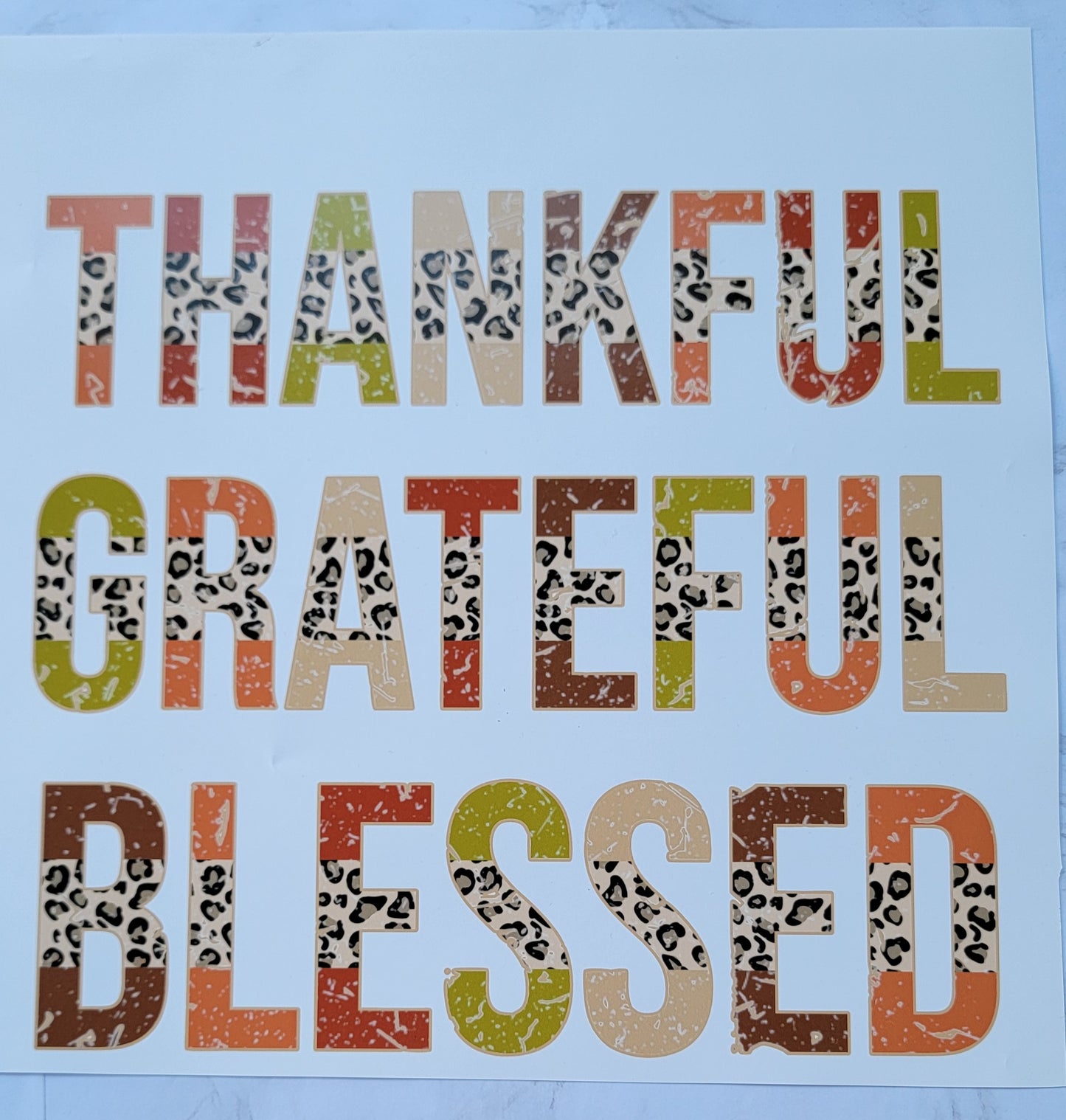 Thankful grateful blesseda leopard print HTV Heat Transfer Vinyl