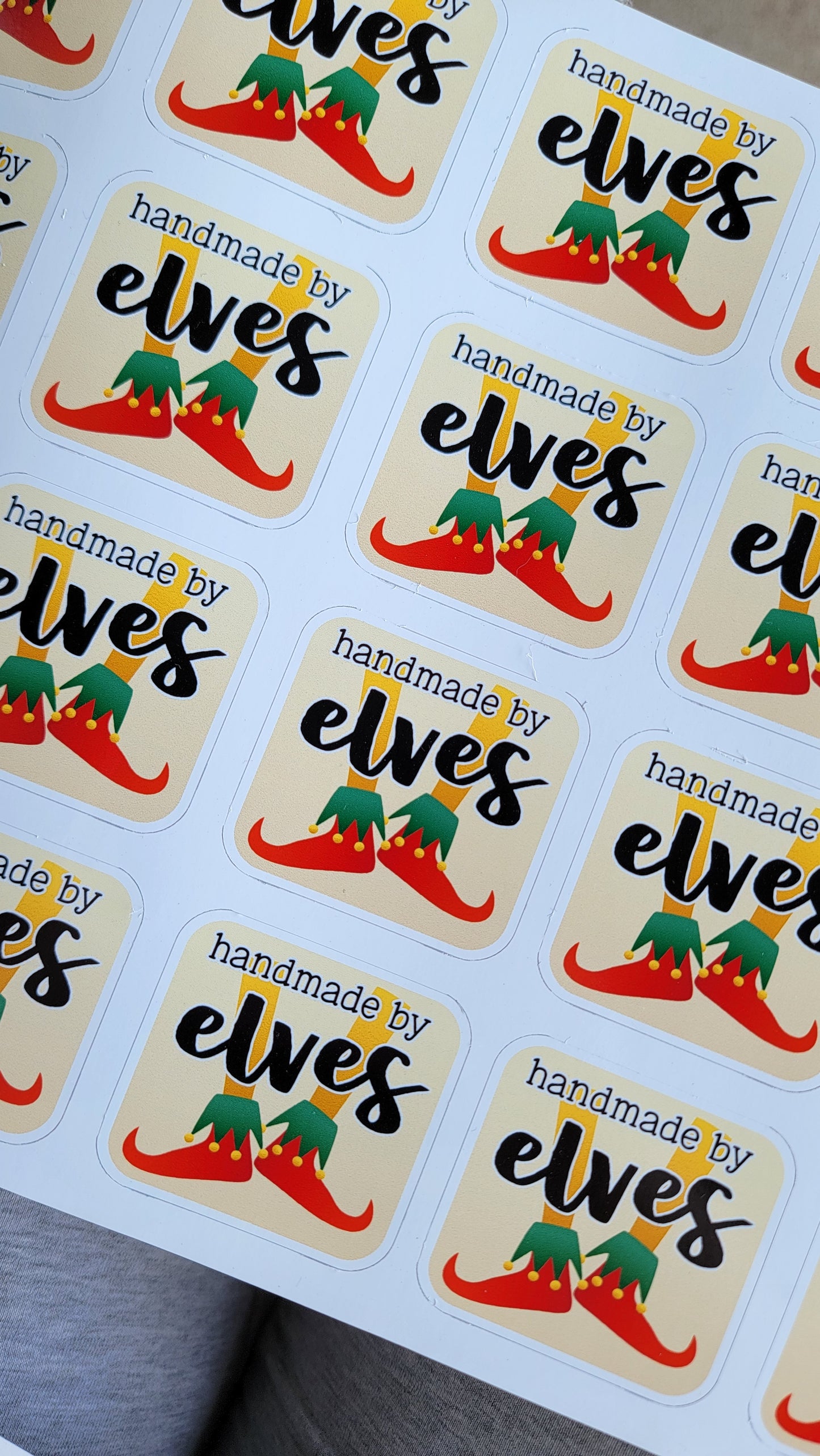 Handmade by elves Christmas Waterproof Sticker Sheet