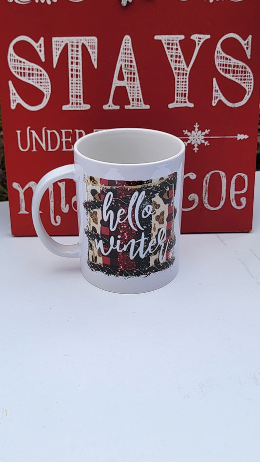 Christmas Hello Winter Brushstrokes - 15OZ Coffee Mug