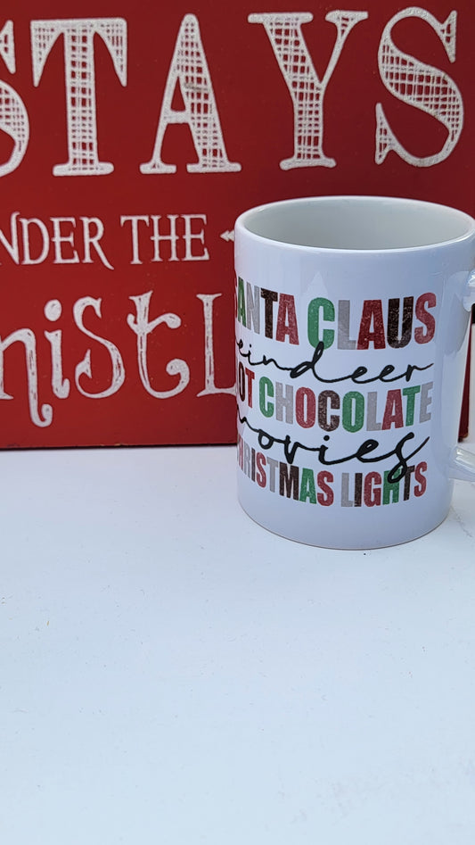 Christmas Santa Claus Hot Chocolate and Christmas Lights - 15OZ Coffee Mug