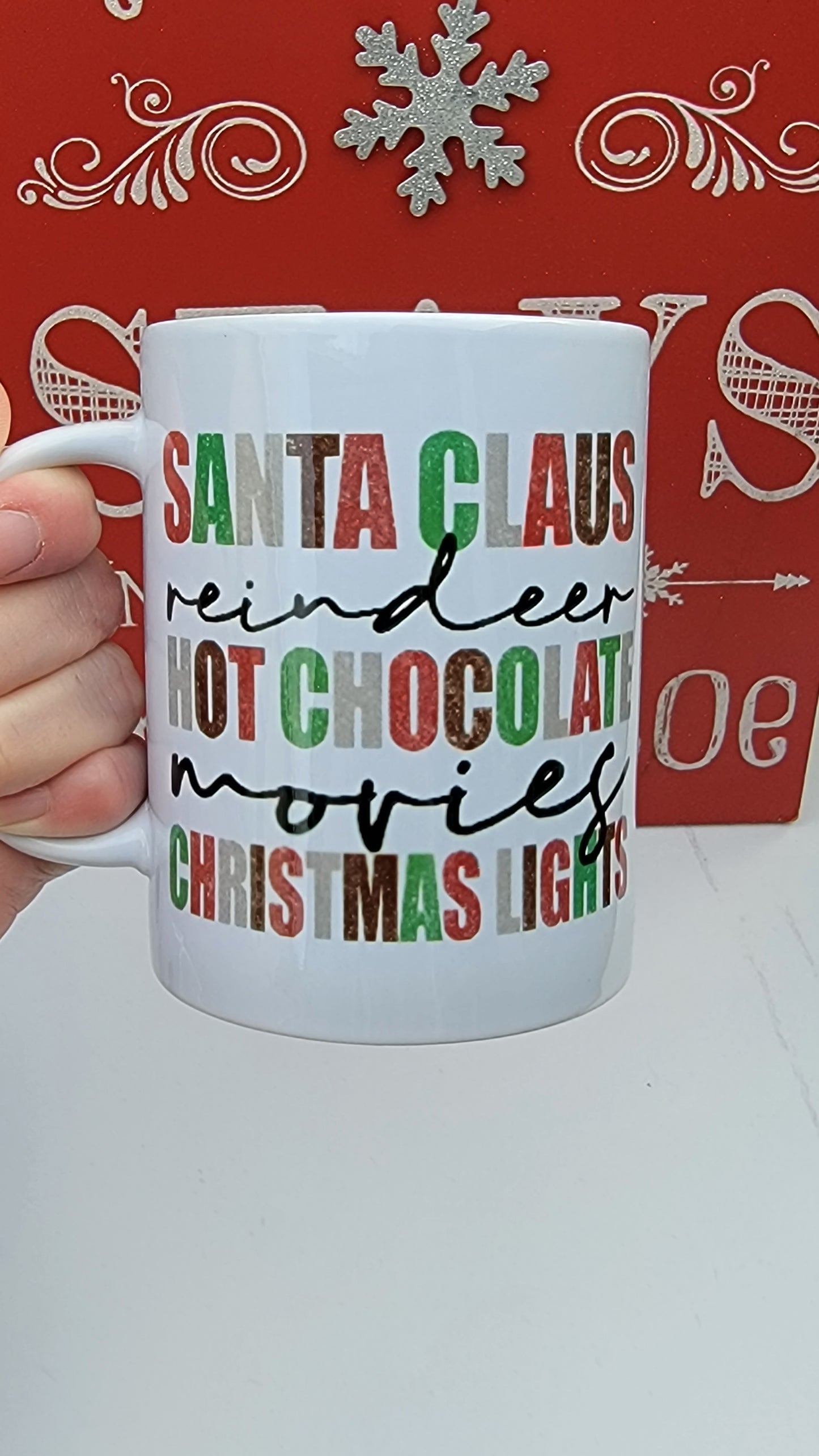 Christmas Santa Claus Hot Chocolate and Christmas Lights - 15OZ Coffee Mug