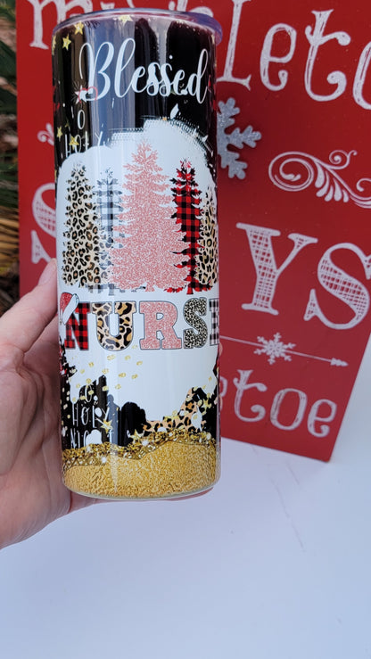 Christmas Blessed Nurse  - 20 oz sublimation tumbler