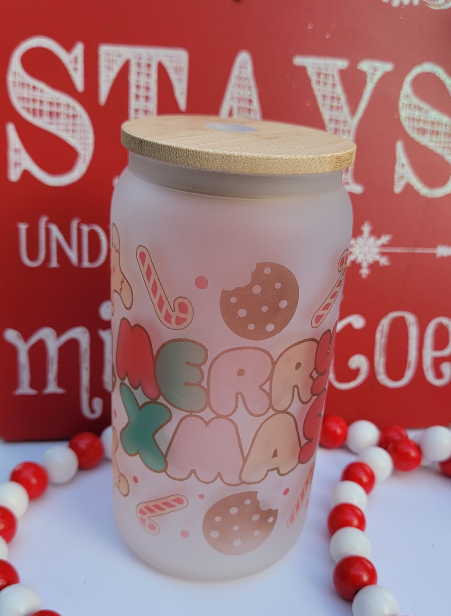 Merry XMAS cookies - 16 oz Coffee Can Glass Cup