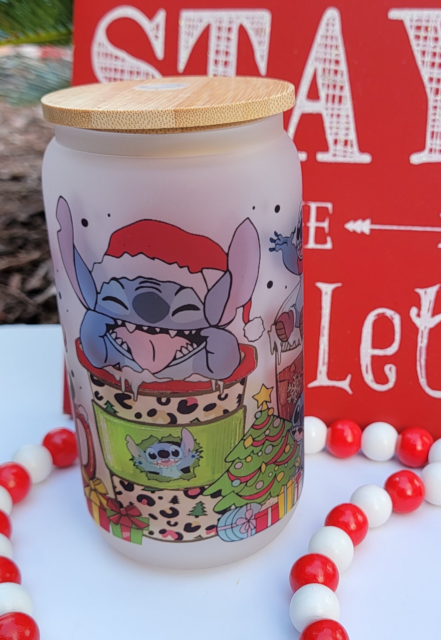 Christmas Inspired - 16 oz Coffee Can Glass Cup