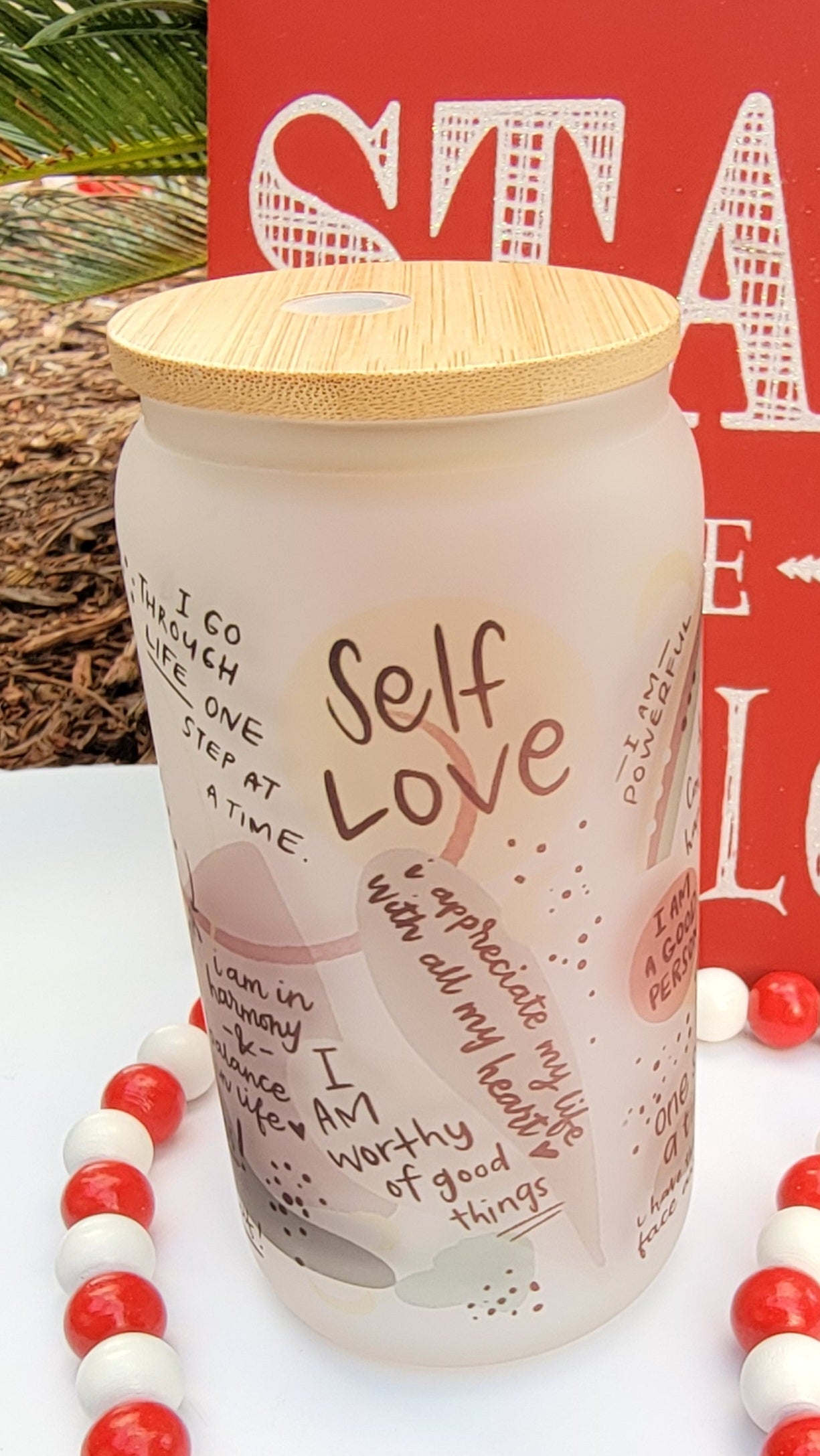 Self Love Affirmations - 16 oz Coffee Can Glass Cup