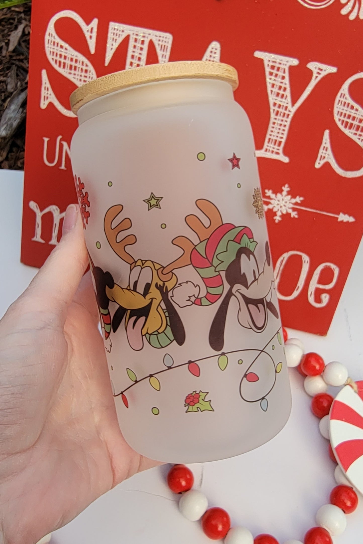 Christmas Friends - 16 oz Coffee Can Glass Cup