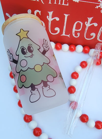 Merry And Bright Christmas - 16 oz Coffee Can Glass Cup