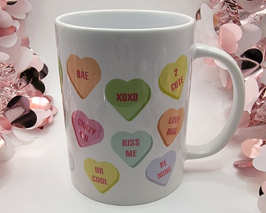 Valentines Pastel Candy Hearts - 15 OZ Coffee Mug