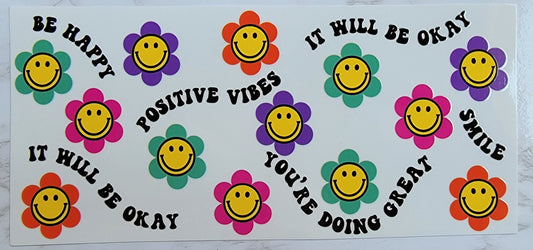 Floral Positive Vibes - 16 oz Libby UV DTF Wrap RTS